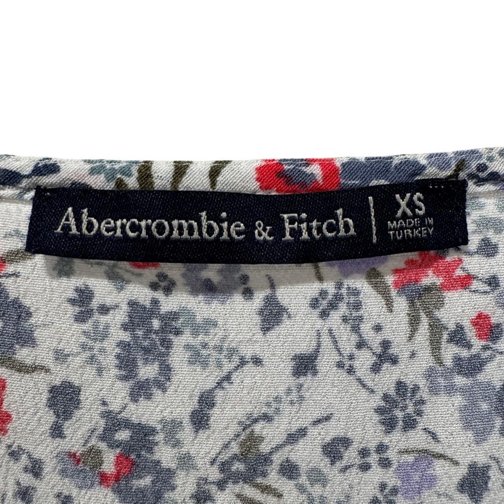 Abercrombie Fitch Womens White Floral Print Peplum Blouse Long Sleeve XS - Picture 3 of 5